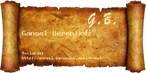 Gansel Bereniké névjegykártya